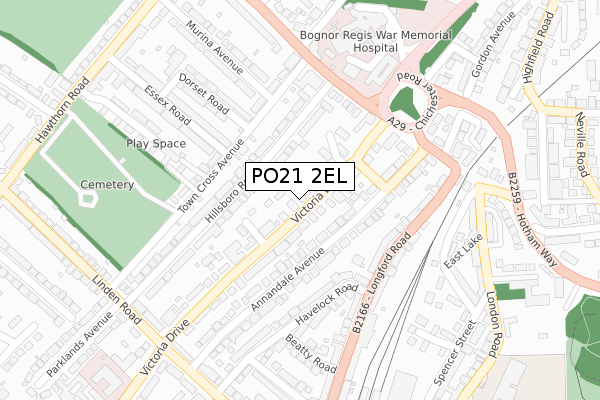 PO21 2EL map - large scale - OS Open Zoomstack (Ordnance Survey)