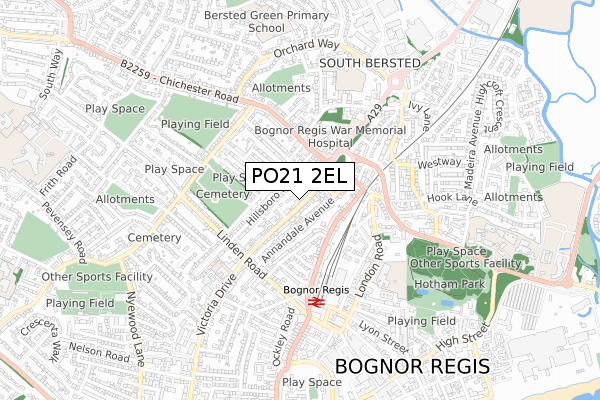PO21 2EL map - small scale - OS Open Zoomstack (Ordnance Survey)