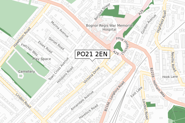 PO21 2EN map - large scale - OS Open Zoomstack (Ordnance Survey)