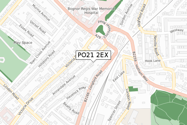 PO21 2EX map - large scale - OS Open Zoomstack (Ordnance Survey)