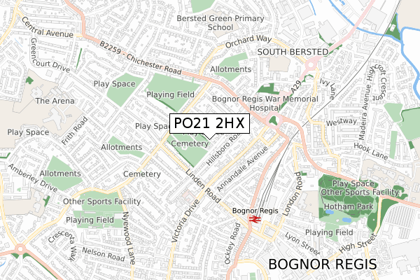 PO21 2HX map - small scale - OS Open Zoomstack (Ordnance Survey)