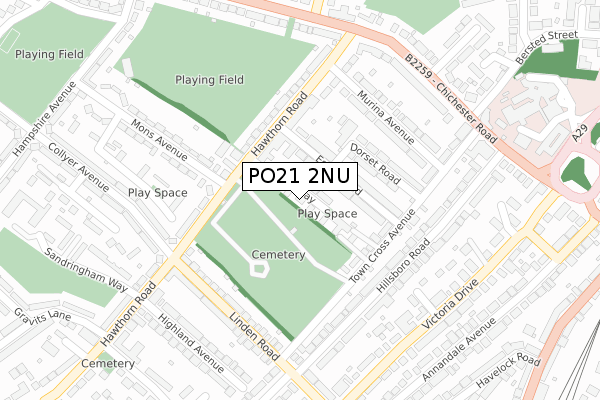 PO21 2NU map - large scale - OS Open Zoomstack (Ordnance Survey)