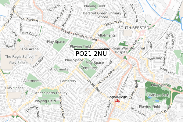 PO21 2NU map - small scale - OS Open Zoomstack (Ordnance Survey)