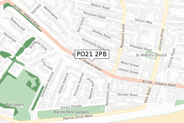 PO21 2PB map - large scale - OS Open Zoomstack (Ordnance Survey)