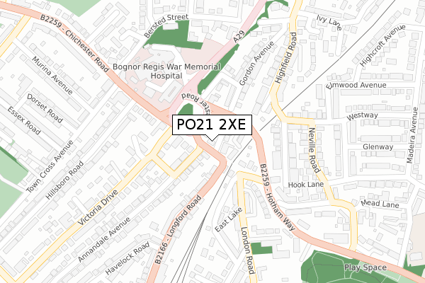 PO21 2XE map - large scale - OS Open Zoomstack (Ordnance Survey)