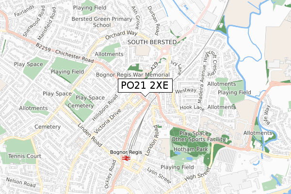 PO21 2XE map - small scale - OS Open Zoomstack (Ordnance Survey)