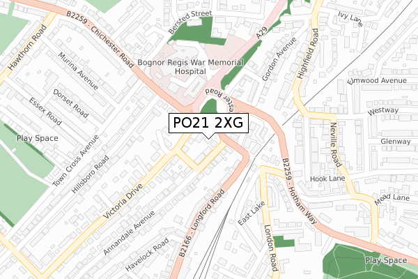 PO21 2XG map - large scale - OS Open Zoomstack (Ordnance Survey)