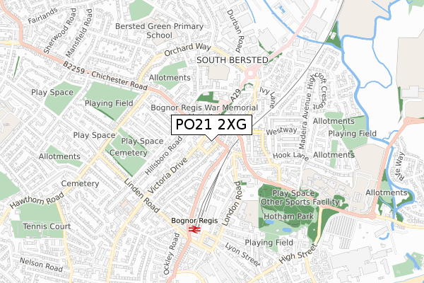 PO21 2XG map - small scale - OS Open Zoomstack (Ordnance Survey)