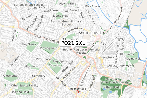PO21 2XL map - small scale - OS Open Zoomstack (Ordnance Survey)