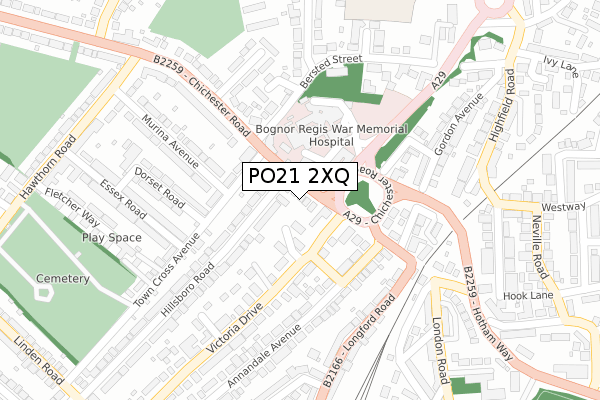 PO21 2XQ map - large scale - OS Open Zoomstack (Ordnance Survey)