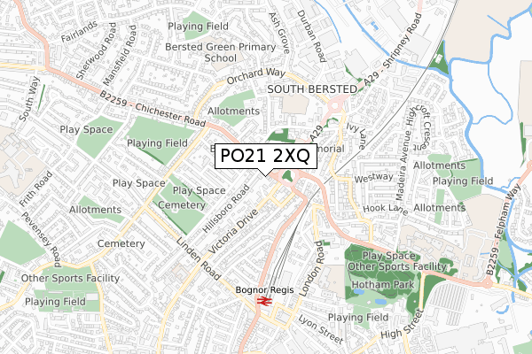 PO21 2XQ map - small scale - OS Open Zoomstack (Ordnance Survey)