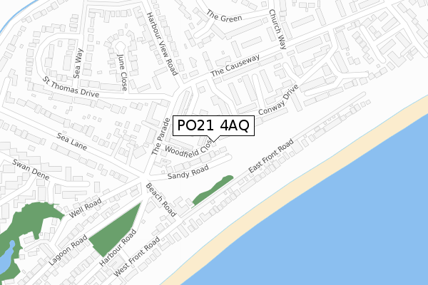 PO21 4AQ map - large scale - OS Open Zoomstack (Ordnance Survey)