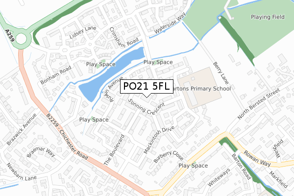 PO21 5FL map - large scale - OS Open Zoomstack (Ordnance Survey)