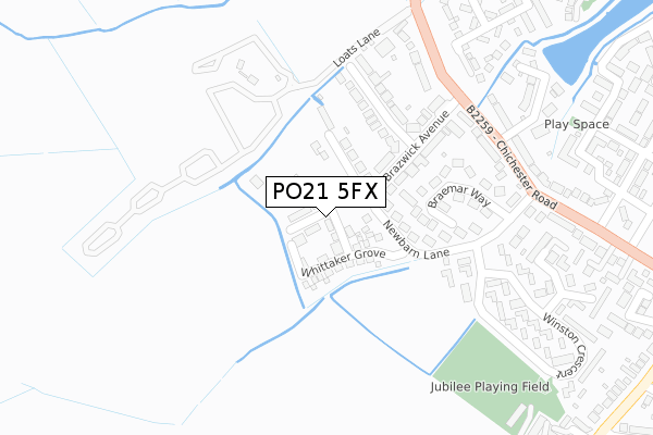 PO21 5FX map - large scale - OS Open Zoomstack (Ordnance Survey)