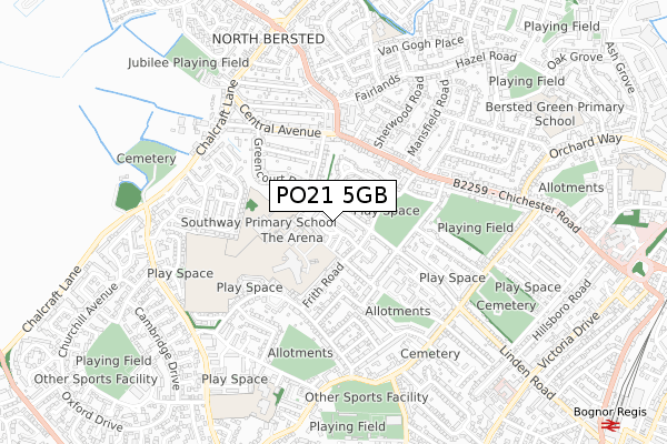 PO21 5GB map - small scale - OS Open Zoomstack (Ordnance Survey)