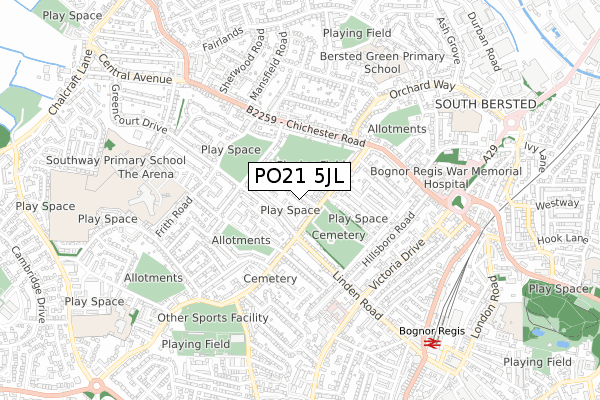 PO21 5JL map - small scale - OS Open Zoomstack (Ordnance Survey)