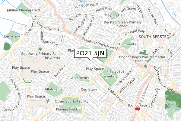 PO21 5JN map - small scale - OS Open Zoomstack (Ordnance Survey)