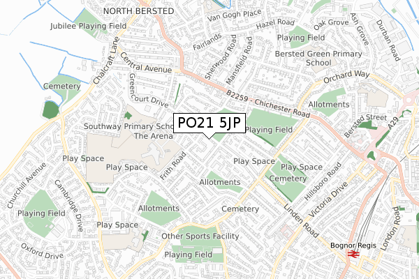 PO21 5JP map - small scale - OS Open Zoomstack (Ordnance Survey)