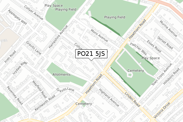 PO21 5JS map - large scale - OS Open Zoomstack (Ordnance Survey)