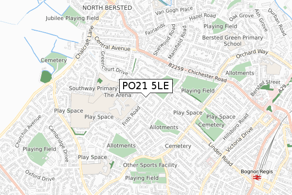 PO21 5LE map - small scale - OS Open Zoomstack (Ordnance Survey)