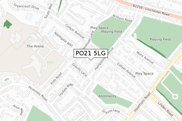 PO21 5LG map - large scale - OS Open Zoomstack (Ordnance Survey)