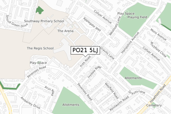 PO21 5LJ map - large scale - OS Open Zoomstack (Ordnance Survey)