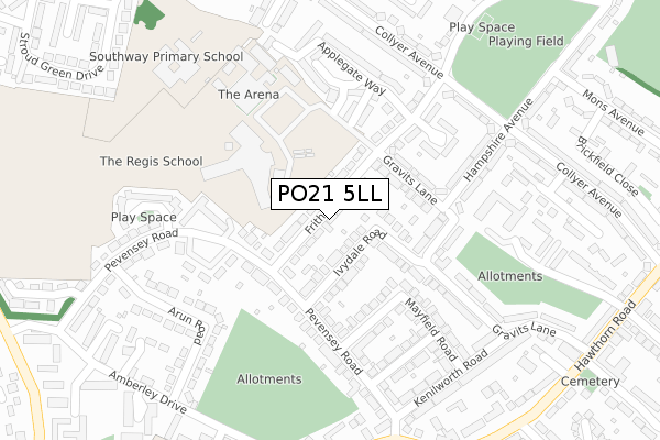 PO21 5LL map - large scale - OS Open Zoomstack (Ordnance Survey)