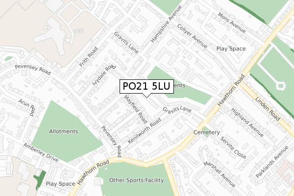 PO21 5LU map - large scale - OS Open Zoomstack (Ordnance Survey)