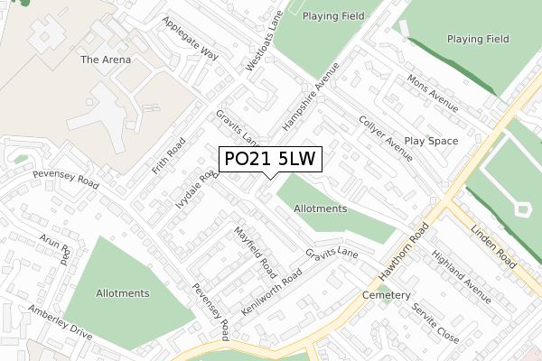 PO21 5LW map - large scale - OS Open Zoomstack (Ordnance Survey)