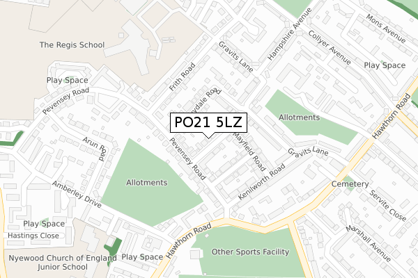 PO21 5LZ map - large scale - OS Open Zoomstack (Ordnance Survey)
