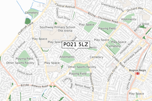 PO21 5LZ map - small scale - OS Open Zoomstack (Ordnance Survey)