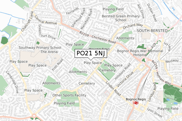 PO21 5NJ map - small scale - OS Open Zoomstack (Ordnance Survey)