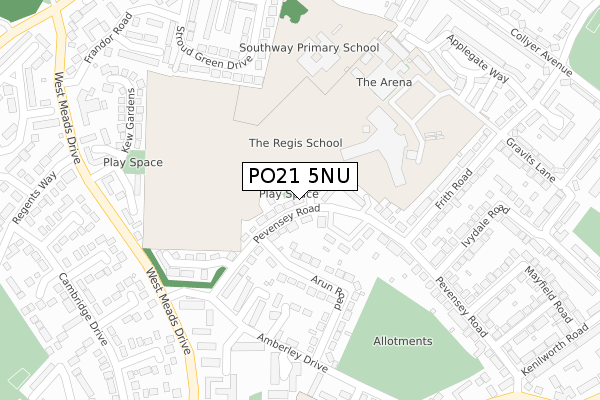 PO21 5NU map - large scale - OS Open Zoomstack (Ordnance Survey)