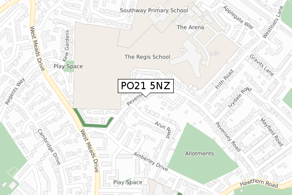 PO21 5NZ map - large scale - OS Open Zoomstack (Ordnance Survey)