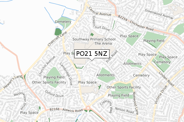 PO21 5NZ map - small scale - OS Open Zoomstack (Ordnance Survey)