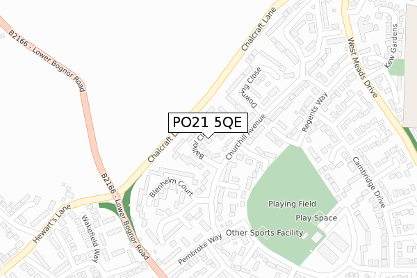 PO21 5QE map - large scale - OS Open Zoomstack (Ordnance Survey)