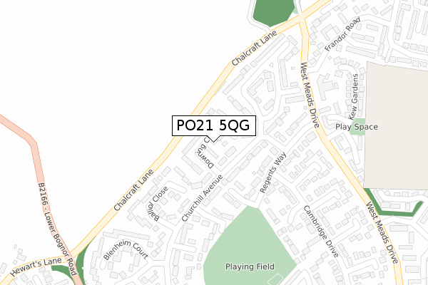 PO21 5QG map - large scale - OS Open Zoomstack (Ordnance Survey)