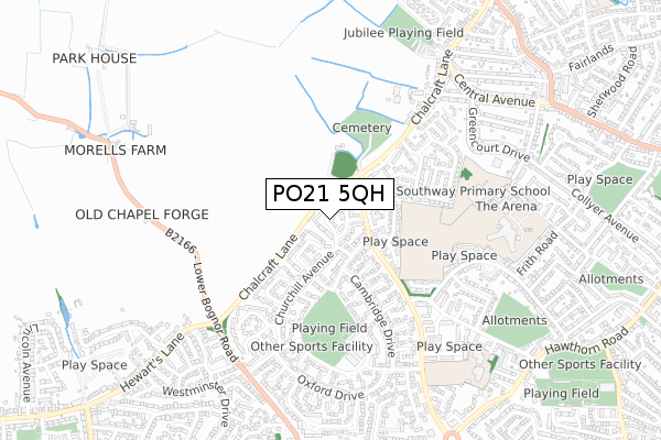 PO21 5QH map - small scale - OS Open Zoomstack (Ordnance Survey)