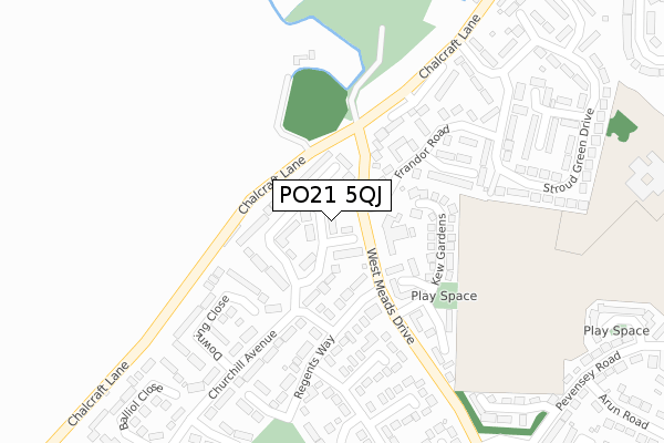PO21 5QJ map - large scale - OS Open Zoomstack (Ordnance Survey)