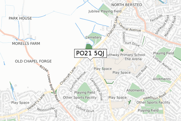 PO21 5QJ map - small scale - OS Open Zoomstack (Ordnance Survey)