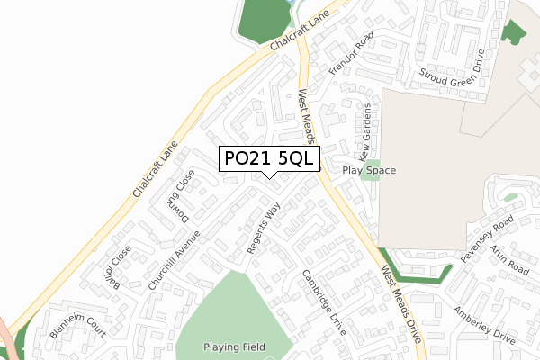 PO21 5QL map - large scale - OS Open Zoomstack (Ordnance Survey)