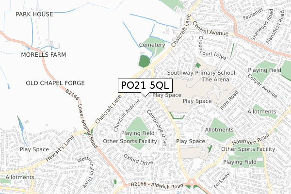 PO21 5QL map - small scale - OS Open Zoomstack (Ordnance Survey)