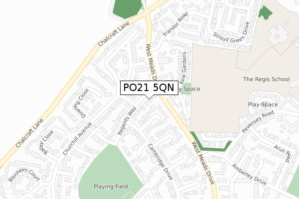 PO21 5QN map - large scale - OS Open Zoomstack (Ordnance Survey)