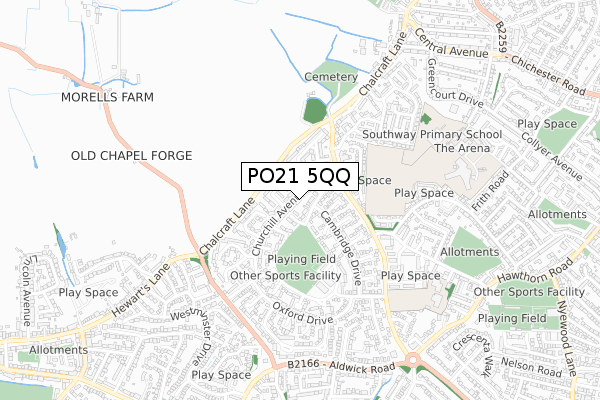 PO21 5QQ map - small scale - OS Open Zoomstack (Ordnance Survey)