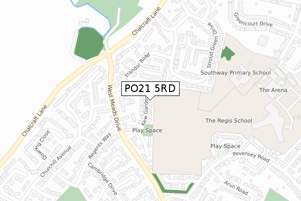 PO21 5RD map - large scale - OS Open Zoomstack (Ordnance Survey)