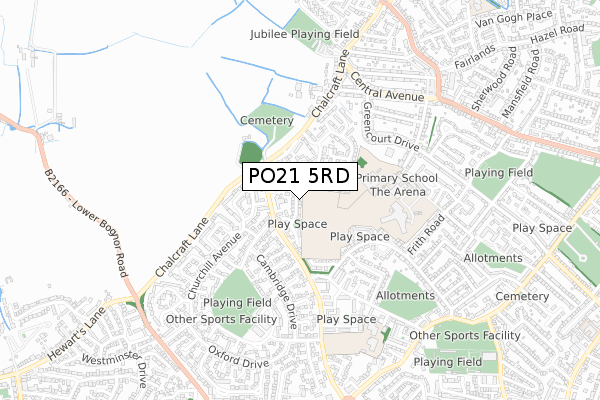 PO21 5RD map - small scale - OS Open Zoomstack (Ordnance Survey)