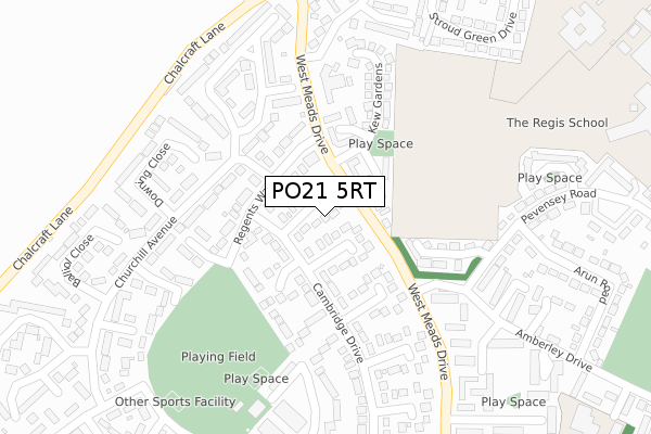 PO21 5RT map - large scale - OS Open Zoomstack (Ordnance Survey)