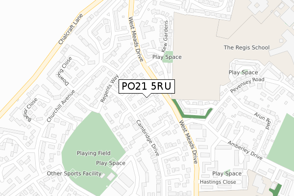PO21 5RU map - large scale - OS Open Zoomstack (Ordnance Survey)