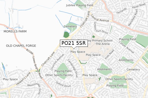 PO21 5SR map - small scale - OS Open Zoomstack (Ordnance Survey)