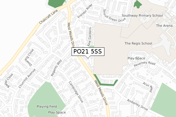 PO21 5SS map - large scale - OS Open Zoomstack (Ordnance Survey)